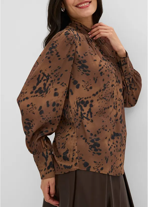 Blusa di chiffon con colletto dritto, bonprix