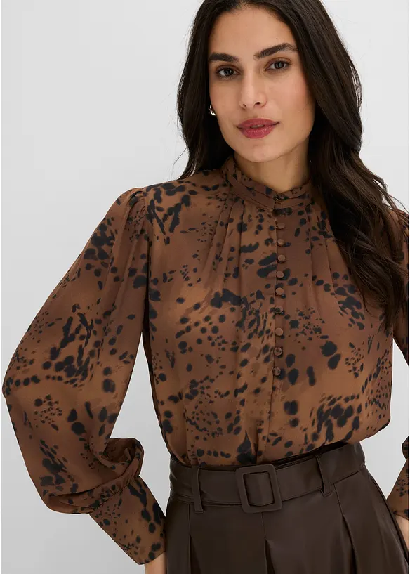 Blusa di chiffon con colletto dritto, bonprix