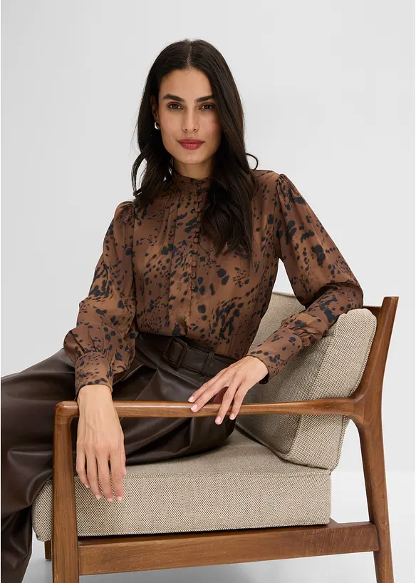 Blusa di chiffon con colletto dritto, bonprix