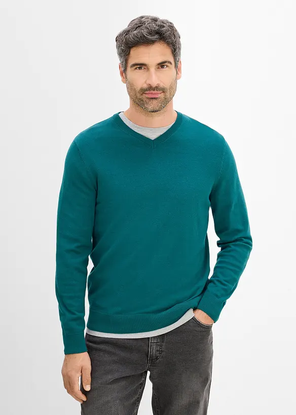 Maglione in misto cotone morbido a filato fine, bonprix