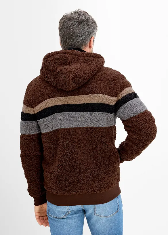 Giacca in pile teddy con cappuccio, bonprix