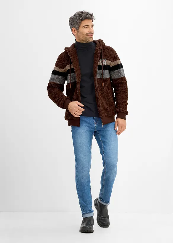 Giacca in pile teddy con cappuccio, bonprix