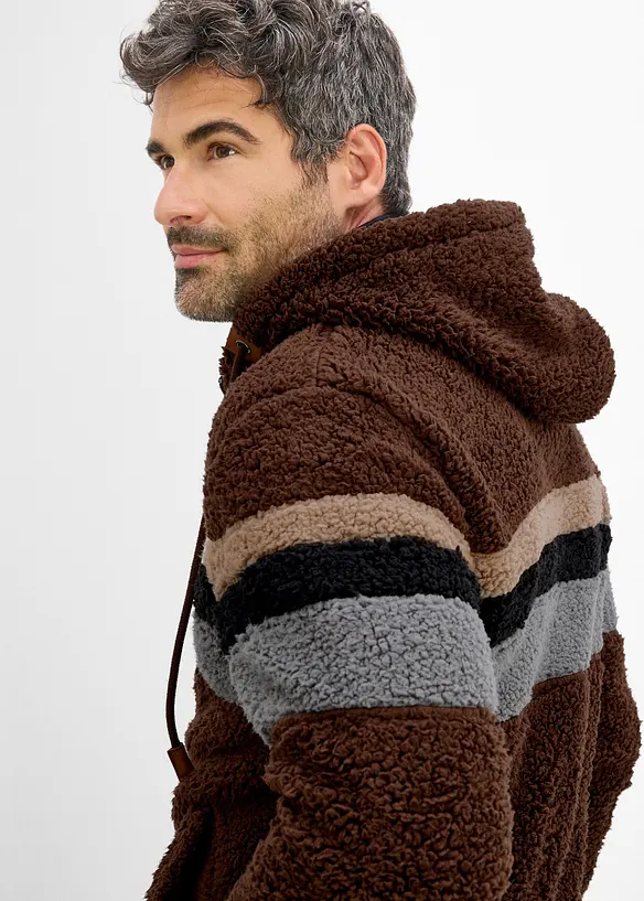 Giacca in pile teddy con cappuccio, bonprix
