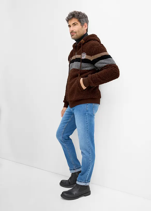 Giacca in pile teddy con cappuccio, bonprix