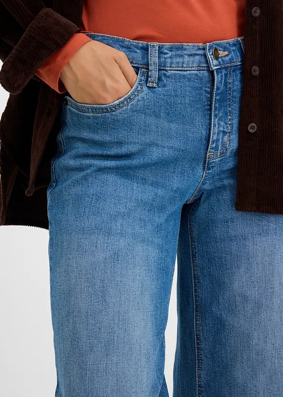 Jeans wide leg con risvolto, bonprix