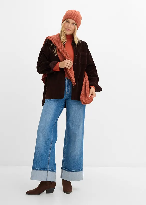 Jeans wide leg con risvolto, bonprix