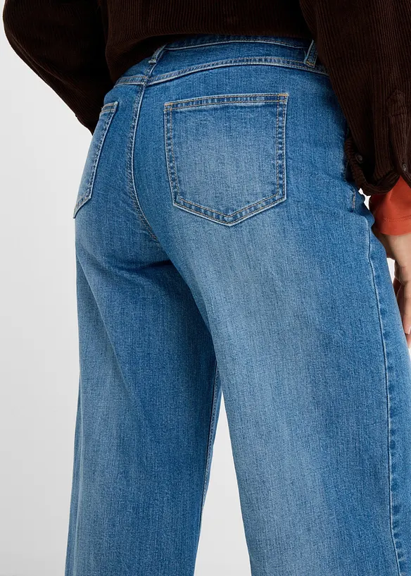 Jeans wide leg con risvolto, bonprix