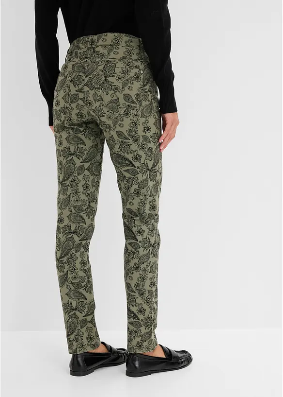 Pantaloni  in cotone elasticizzato fantasia, bonprix
