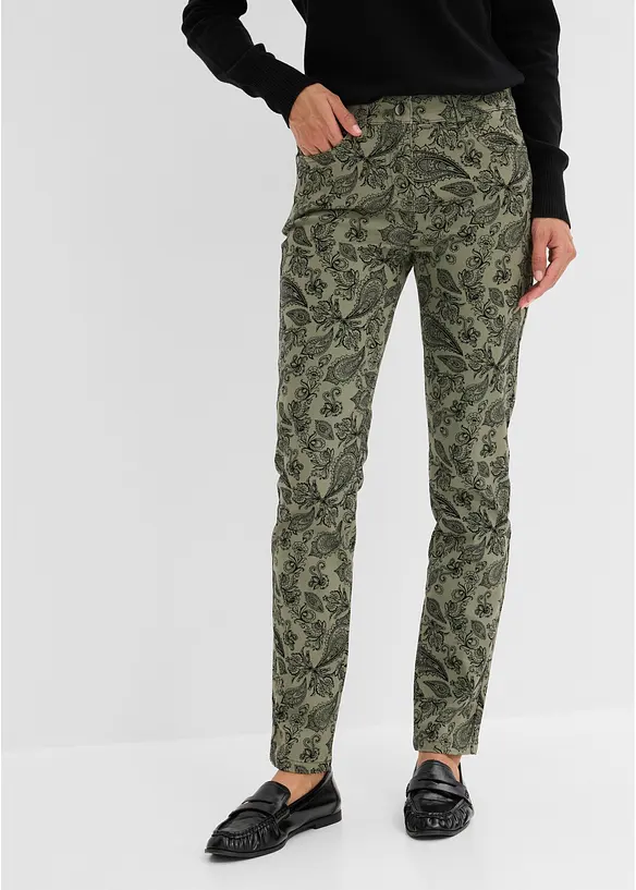 Pantaloni  in cotone elasticizzato fantasia, bonprix