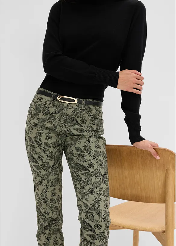 Pantaloni  in cotone elasticizzato fantasia, bonprix