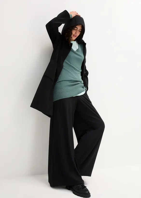 Maglione lungo in filato fine con scollo a V, bonprix