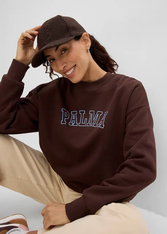 Felpa oversize in misto cotone, bonprix