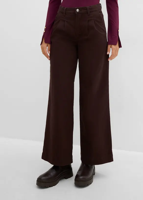 Pantaloni wide leg con pinces e vita comoda, bonprix