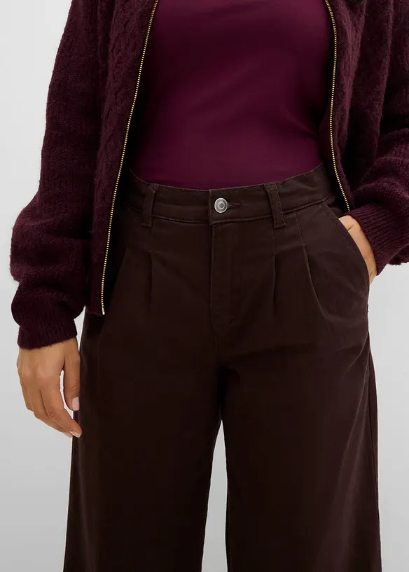 Pantaloni wide leg con pinces e vita comoda, bonprix