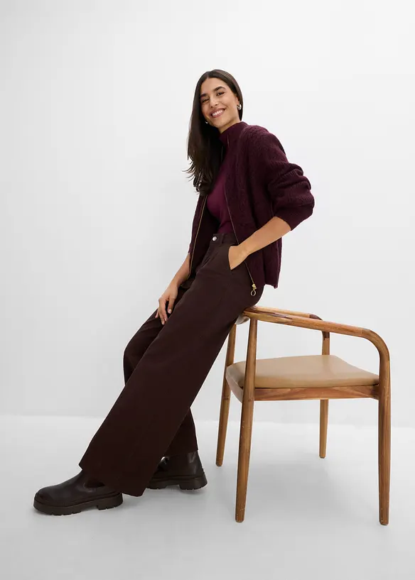 Pantaloni wide leg con pinces e vita comoda, bonprix