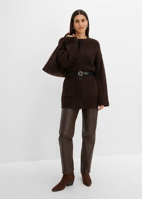 Maxi cardigan con cintura, bonprix