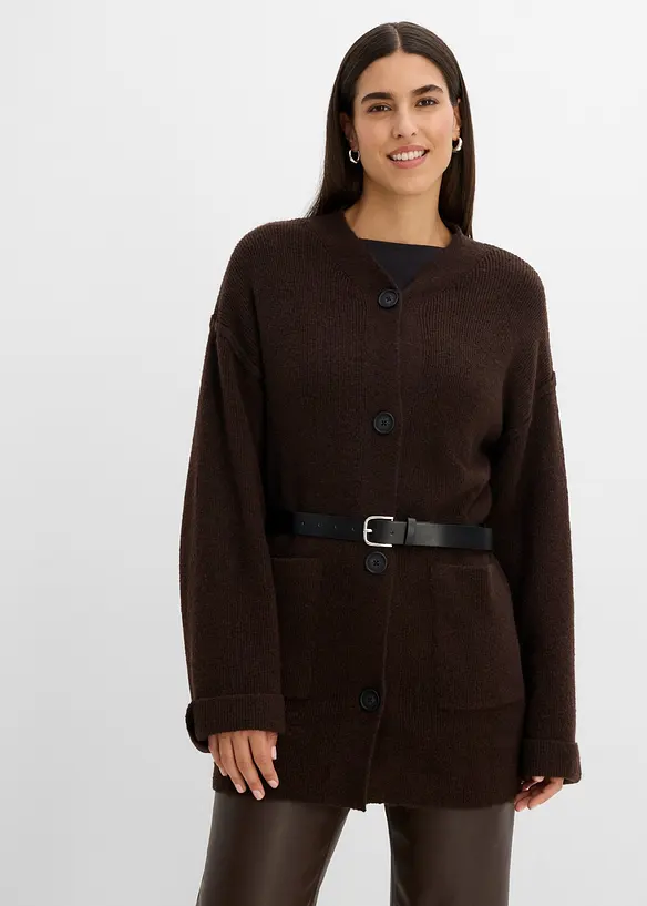 Maxi cardigan con cintura, bonprix