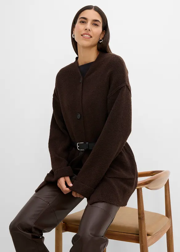 Maxi cardigan con cintura, bonprix