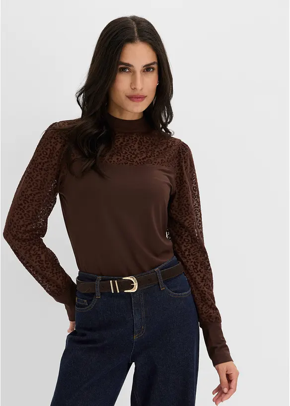 Maglia a maniche lunghe in misto viscosa morbido, bonprix