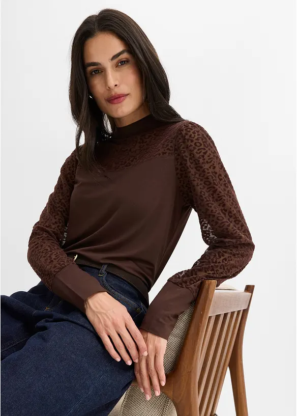 Maglia a maniche lunghe in misto viscosa morbido, bonprix