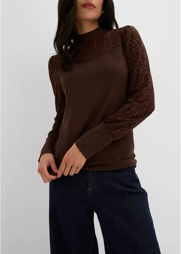 Maglia a maniche lunghe in misto viscosa morbido, bonprix