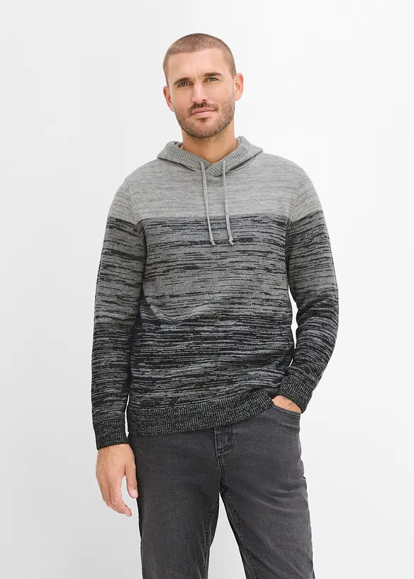 Maglione in filato fine con cappuccio, regular fit, bonprix