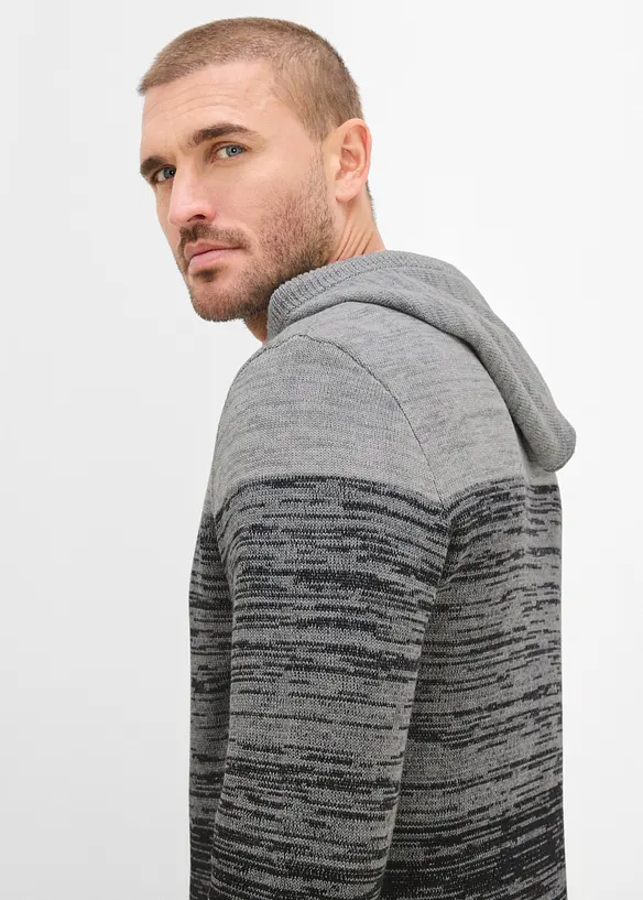 Maglione in filato fine con cappuccio, regular fit, bonprix