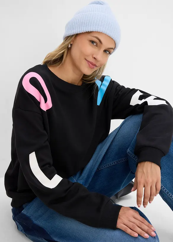 Felpa oversize in misto cotone morbido, bonprix