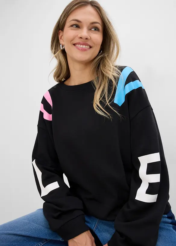 Felpa oversize in misto cotone morbido, bonprix
