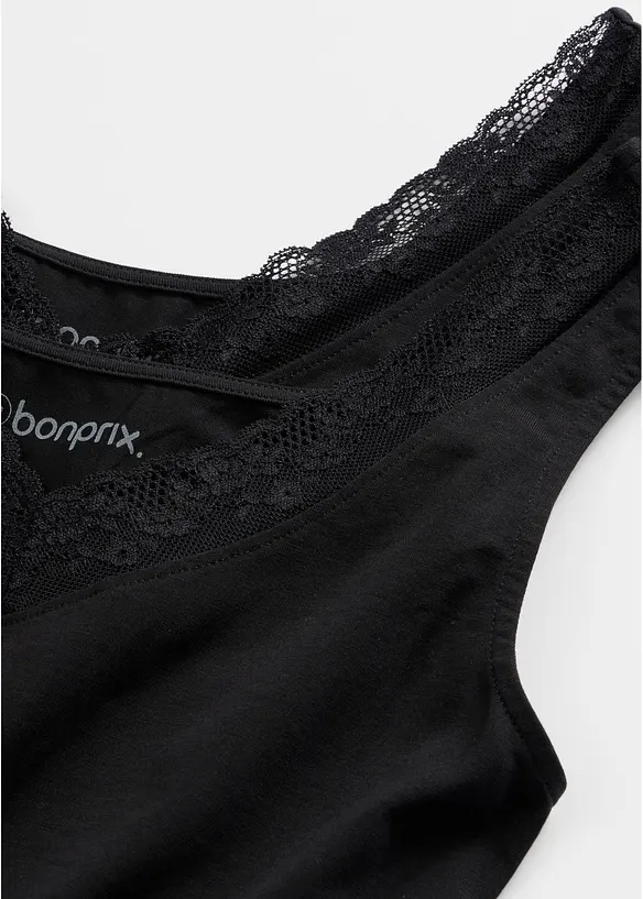 Canottiera con cotone biologico e pizzo (pacco da 2), bonprix
