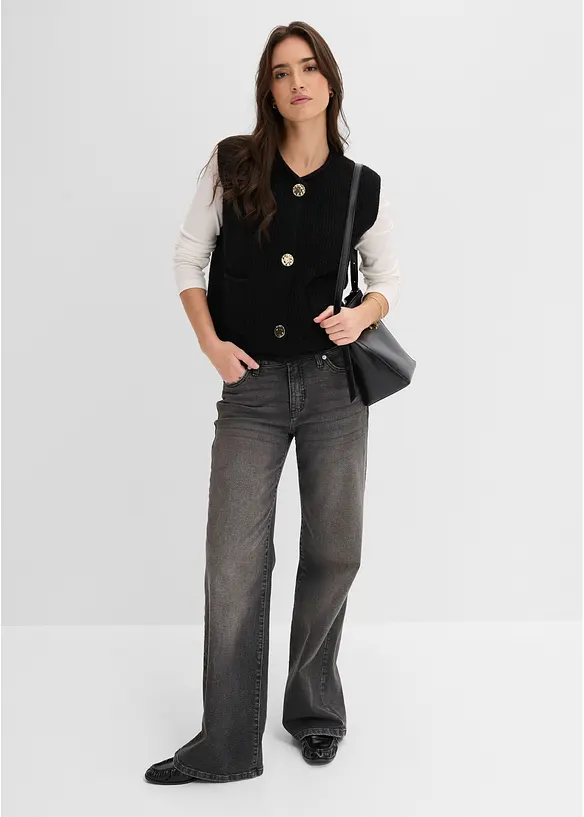 Gilet in maglia con bottoni decorativi, bonprix