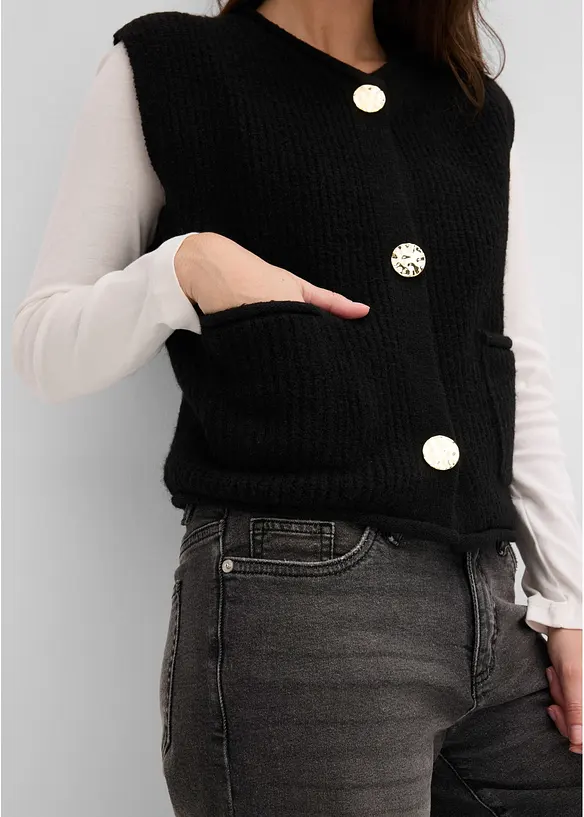 Gilet in maglia con bottoni decorativi, bonprix