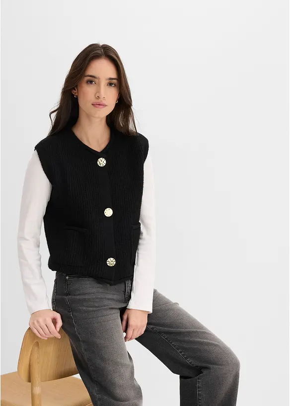 Gilet in maglia con bottoni decorativi, bonprix