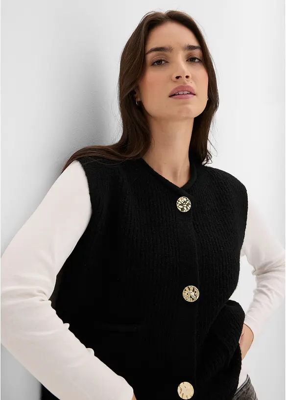 Gilet in maglia con bottoni decorativi, bonprix