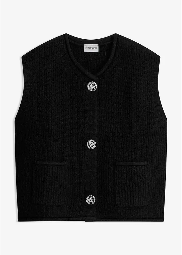 Gilet in maglia con bottoni decorativi, bonprix