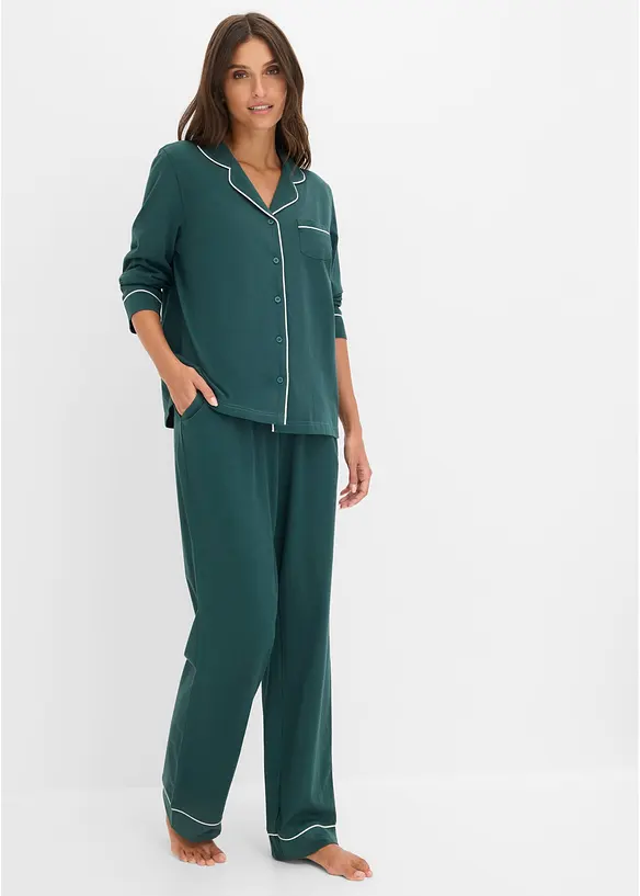 Pigiama in morbido cotone con abbottonatura, bonprix