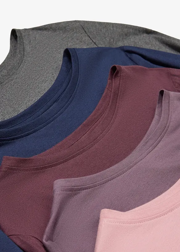 Maglia a maniche lunghe in cotone (pacco da 5), bonprix
