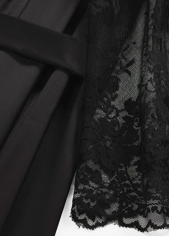 Kimono in satin con pizzo, bonprix