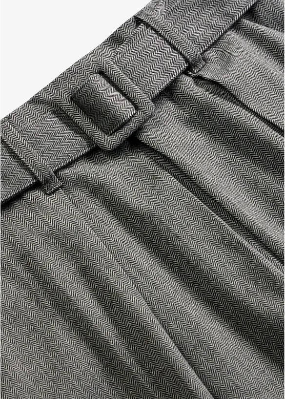 Gonna a pieghe in simil lana con trama spigata e cintura (set 2 pezzi), bonprix