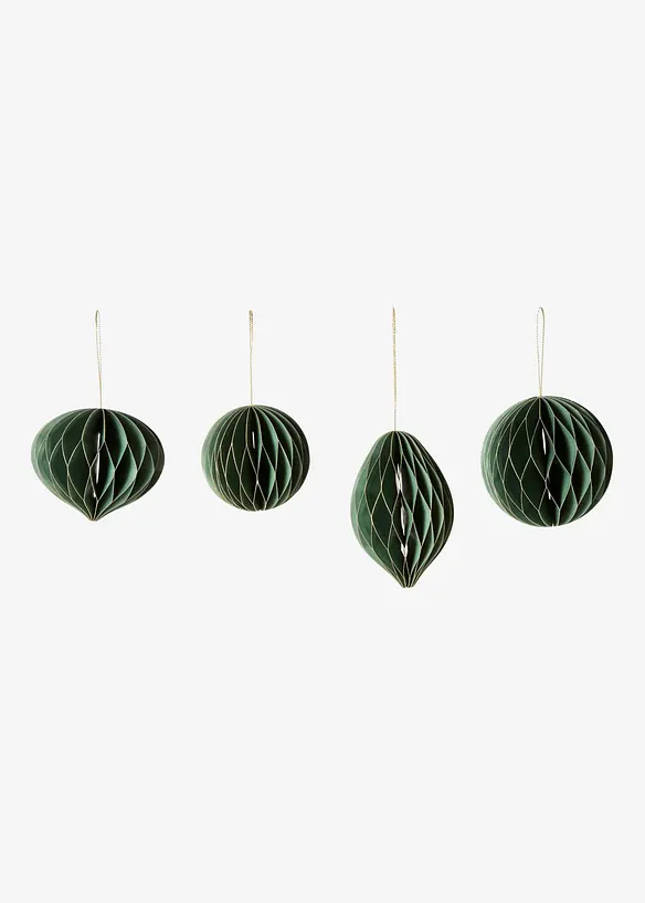 Set di decorazioni in carta da appendere all'albero (set 4 pezzi), bonprix