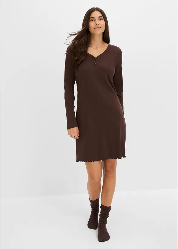 Camicia da notte a coste con abbottonatura, bonprix