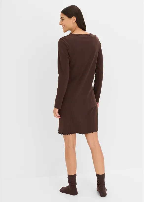 Camicia da notte a coste con abbottonatura, bonprix