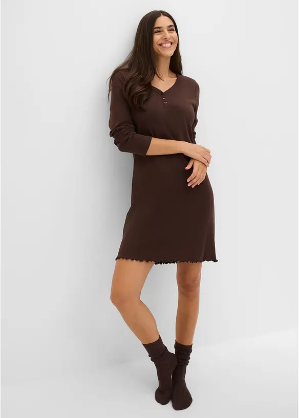 Camicia da notte a coste con abbottonatura, bonprix