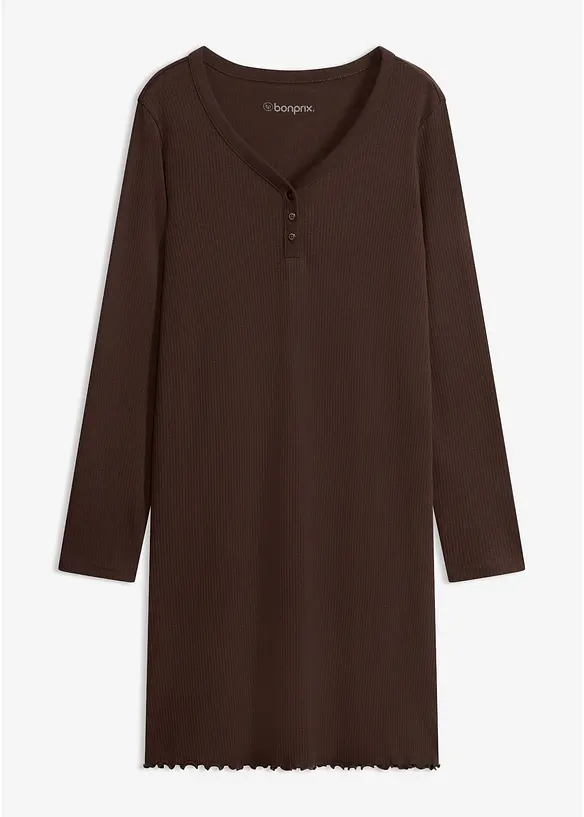 Camicia da notte a coste con abbottonatura, bonprix