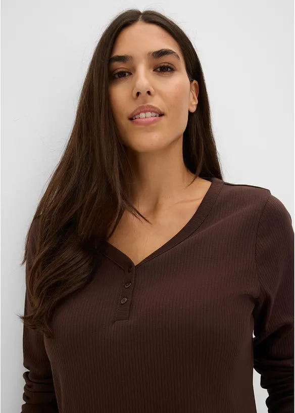 Camicia da notte a coste con abbottonatura, bonprix