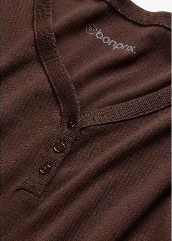 Camicia da notte a coste con abbottonatura, bonprix