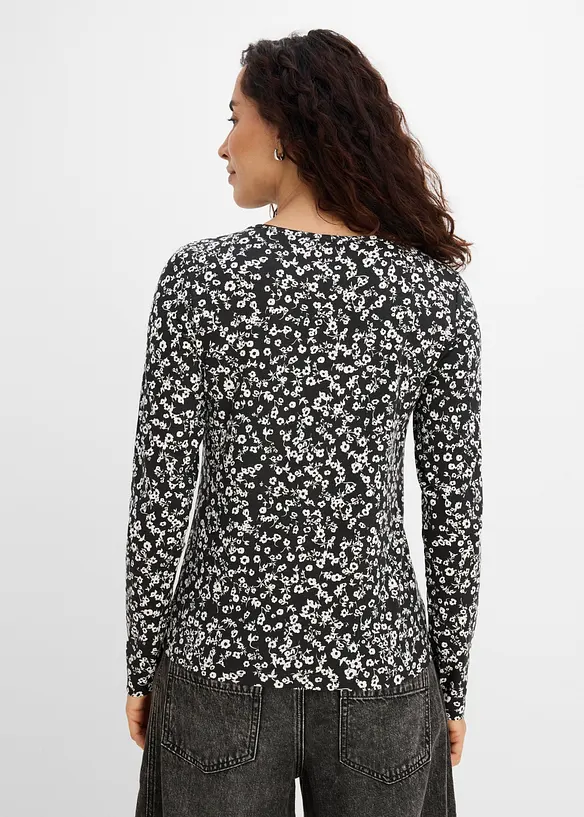 Maglia a maniche lunghe in misto cotone elasticizzato (pacco da 3), bonprix