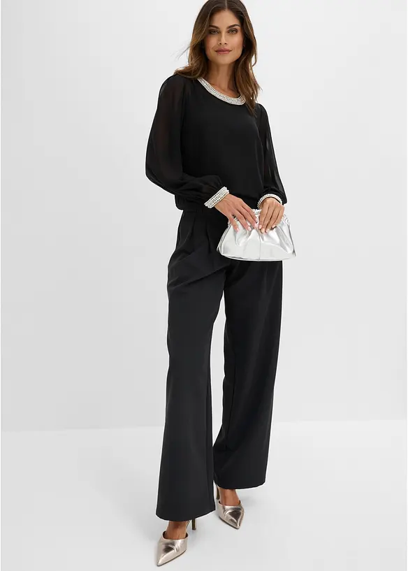 Camicetta di chiffon con strass, bonprix