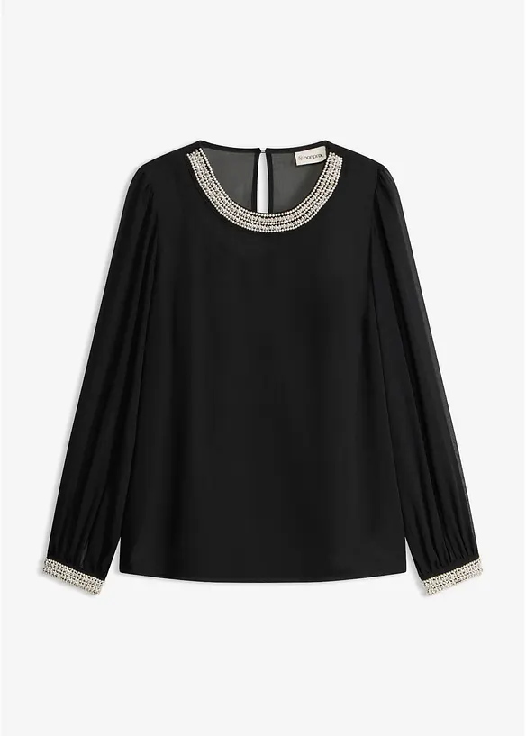 Camicetta di chiffon con strass, bonprix
