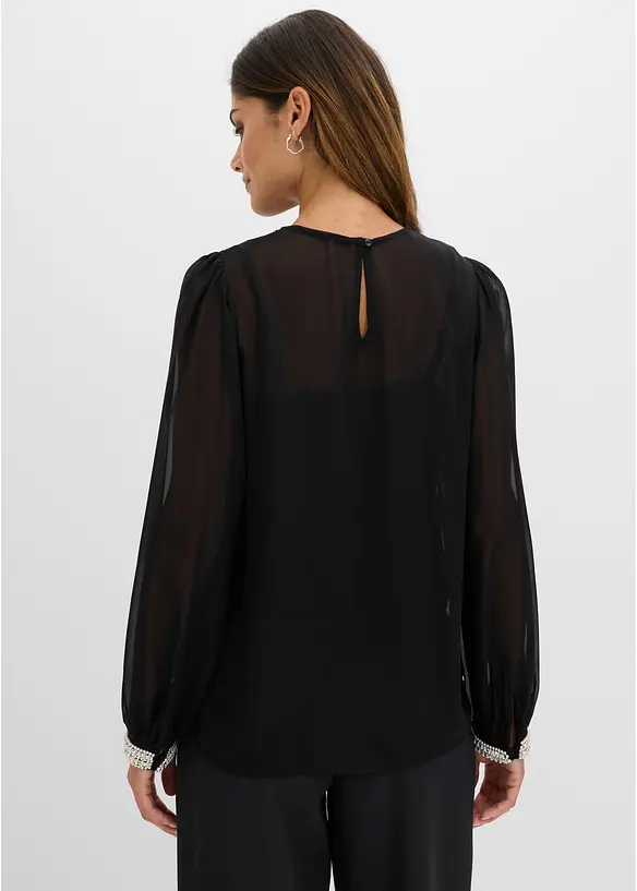 Camicetta di chiffon con strass, bonprix